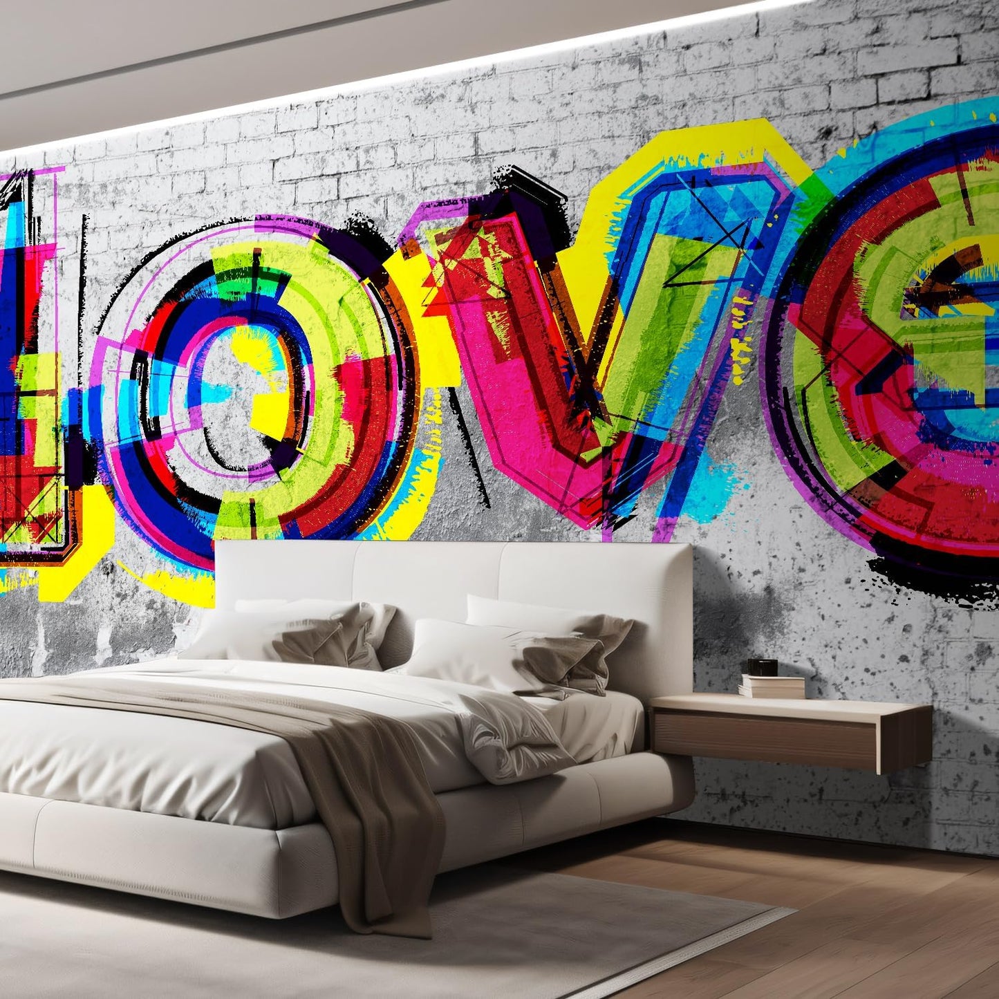 wall26 Wall Sticker/Wall Mural Colorful Graffiti, Not Peel and Stick, Non-Woven Wallpaper Decorative for Bedroom, Living Room, Office - 120x168 inches