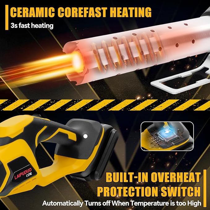 Cordless Fire Starter Compatible with Dewalt 20V Max Battery, 400W Electric Fire Starter 1472℉ in 60S, Charcoal Lighter with Air Blower for Charcoal, BBQ, Grill, Wood(Tool Only)