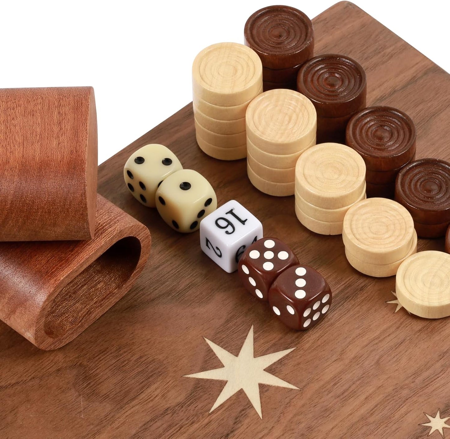 Handcrafted Wooden Backgammon Set, 16" Large Size, Classic Two-Player Strategy Board Premium Travel Game Board for Adults & Teenagers