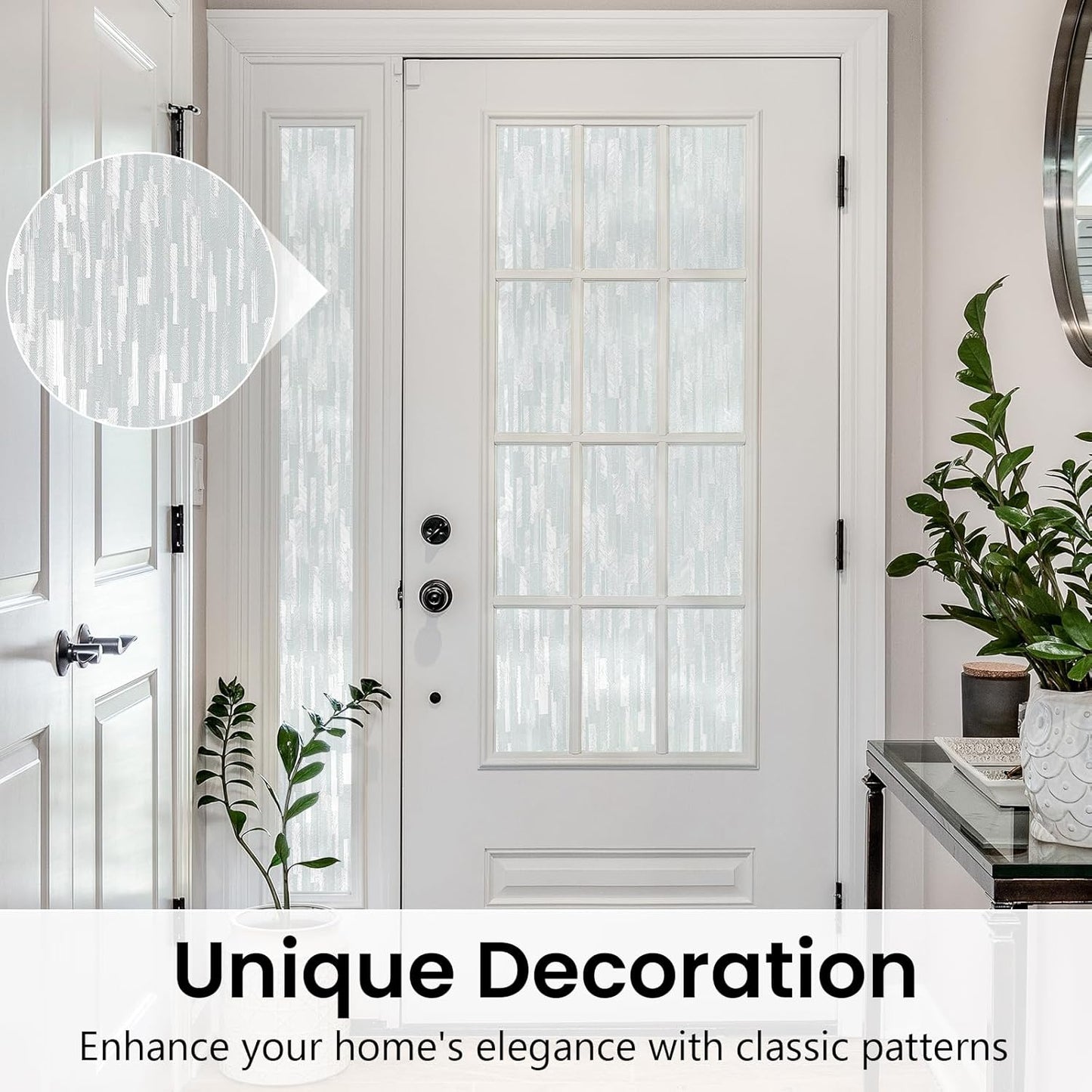 Haton Window Privacy Film, Frosted Glass Static Cling Sun Heat Blocking Window Clings, Frosting Opaque Coverings Stickers Tint for Home Office Door, Non Adhesive, White 23.6" x 118.1"