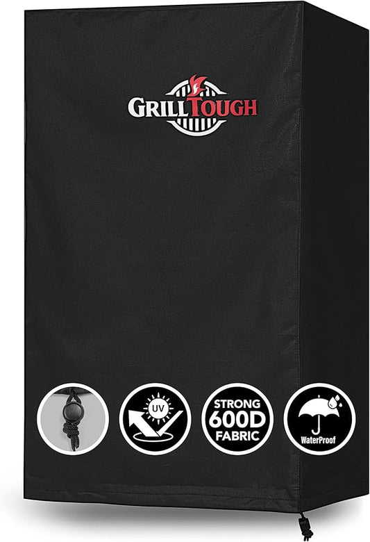 Heavy Duty Smoker Cover, 40 Inch – Waterproof, Weather Resistant, UV & Fade Resistant with Adjustable Straps – BBQ Cover for Flat Grill, Black