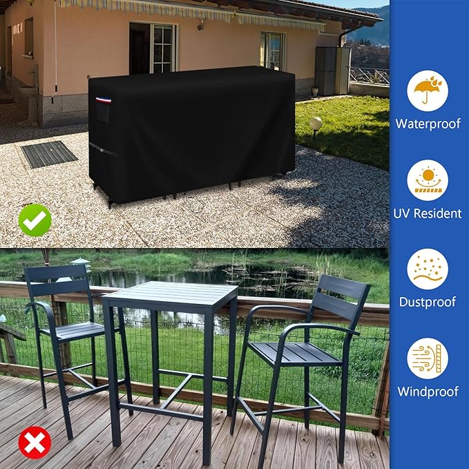 Patio Furniture Covers for High Top Table and Chairs, Waterproof Patio Set Cover for 3 Pieces Patio Furniture Set/Outdoor Balcony Furniture Sets-66"L x 30"W x 45"H