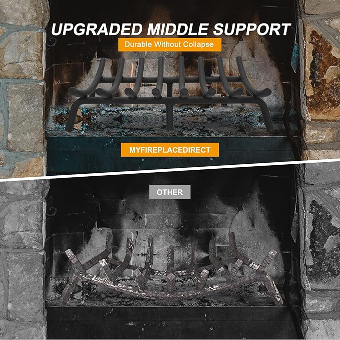 Fire Pit Grate - Fireplace Grate 20 Inch Heavy Duty Firewood Stove Log Holder Rack Solid Round Steel 3/4" Wrought Cast Iron Indoor Outdoor Camping Chimney Hearth Wood Burning Accessories Tools