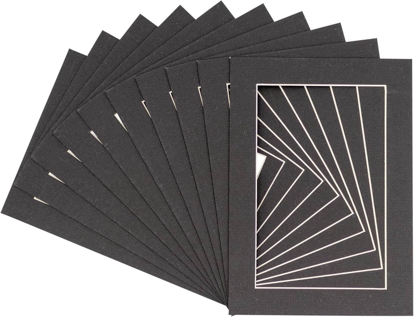 5x7 Mat for 8.5x11 Frame - Precut Mat Board Acid-Free Show Kit with Backing Board, and Clear Bags Textured Black 5x7 Photo Matte For a 8.5x11 Picture Frame Matboard for Framing, Pack of 100 Mats