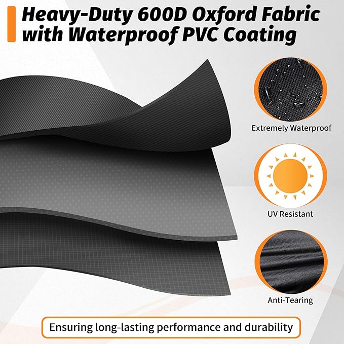iCOVER Grill Cover 65 Inch, BBQ Grill Cover for Outdoor Grill, 600D Heavy-Duty Waterproof Gas Grill Cover BBQ Cover, Barbecue Grill Covers for Weber, Charbroil, Brinkmann, Nexgrill and More, Black