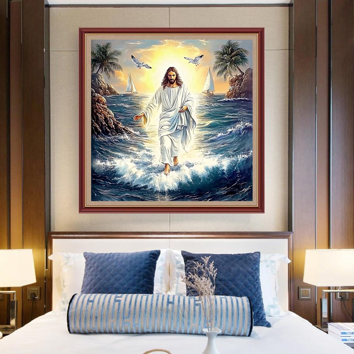 DMCXART Counted Cross Stitch Kits for Adults Needlepoint Kits Unprinted Cross Stitching Embroidery Kit 11CT Cross Stitch Supplies-The Radiant Jesus 18x18 inch