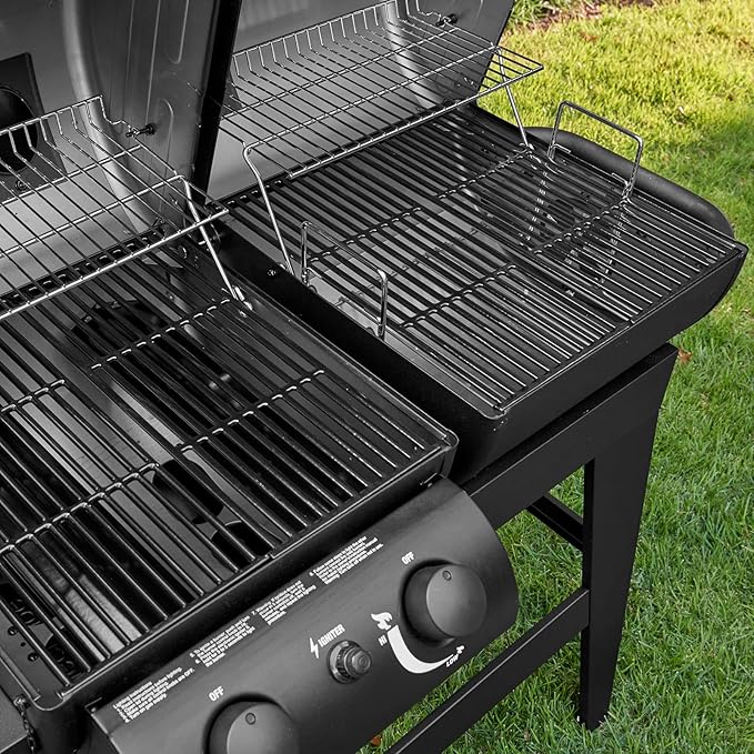 Char-Griller® Dual-Function 2-Burner 24,000 BTU Propane Gas and Charcoal Combination Grill and Smoker with 870 Cooking Square Inches in Black, Model E5030