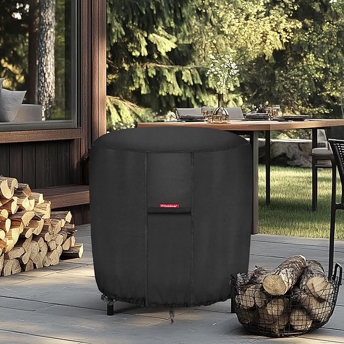 Porch Shield Fire Pit Cover Waterproof Outdoor 600D Round Firepit Cover for Ikuby Globe Fire Ball - 36" D x 34" H, Black