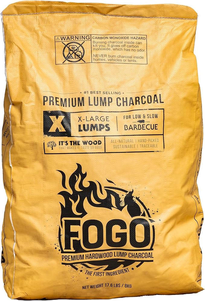 FOGO Super Premium Oak Restaurant Quality All-Natural Large Sized Hardwood Lump Charcoal for Grilling and Smoking, 17.6 Pound Bag