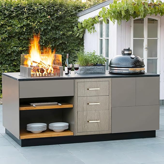 Stainless Steel Outdoor Kitchen Triple Drawers 14" W x 20.3" D x 23" H - Heavy Duty with Handles, Weather-Resistant Flush Mount for BBQ Island, Patio Grill & Outdoor Cooking Space