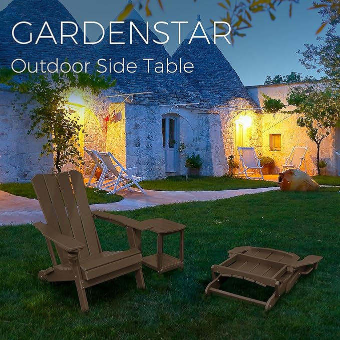 Adirondack Square Outdoor Side Table,2-Tier Storage Patio Side Table, HDPE End Tables for Backyard Pool Porch Garden Lawn