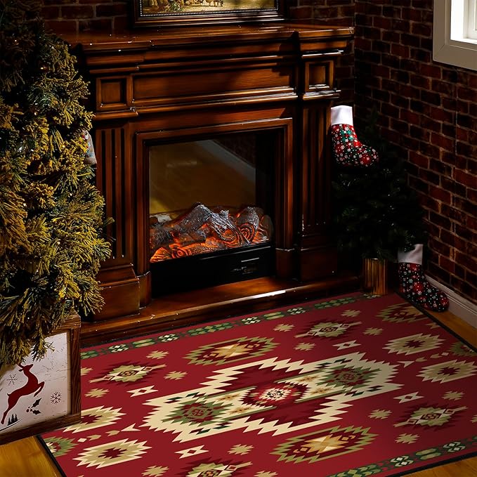 Demissle Cabin Fireplace Hearth Rug Fireplace Mats Cabin Southwestern Fireproof Rug Fire Resistant Mat for Wood Stove Floor for Kitchen Indoor Outdoor(24 x 59 Inch,Antique)
