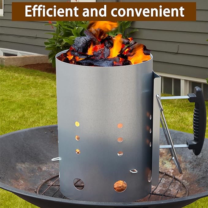 E500 Larger Charcoal Chimney Starter with 60Pcs Charcoal Starter, Coal Chimney Starter for Grill, BBQ Fire Starter Kit