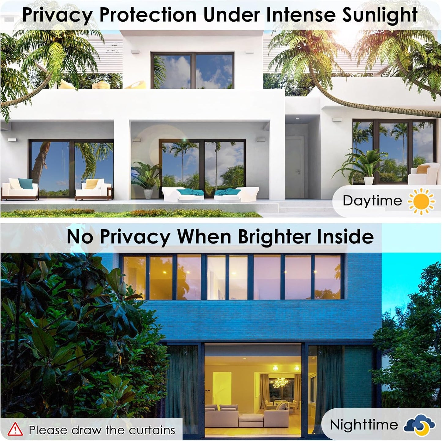 Homein One Way Window Privacy Film, Heat Blocking Reflective Mirror Window Tint for Home See Out Not in, Sun Blocker UV Protection Peel and Stick House Glass Door, 17.5 in X 6.5 Feet, Silver