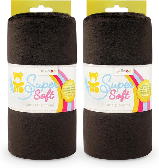 kullaloo Plush Fabric | Solid Chocolate Minky Fabric for Sewing (Pack of 2) | Super Soft Cuddle Material | 39.5x29.5 | Plushies, Baby Blankets, Pillows, Dog Beds, Cat Beds, Baby Accessories, Apparel