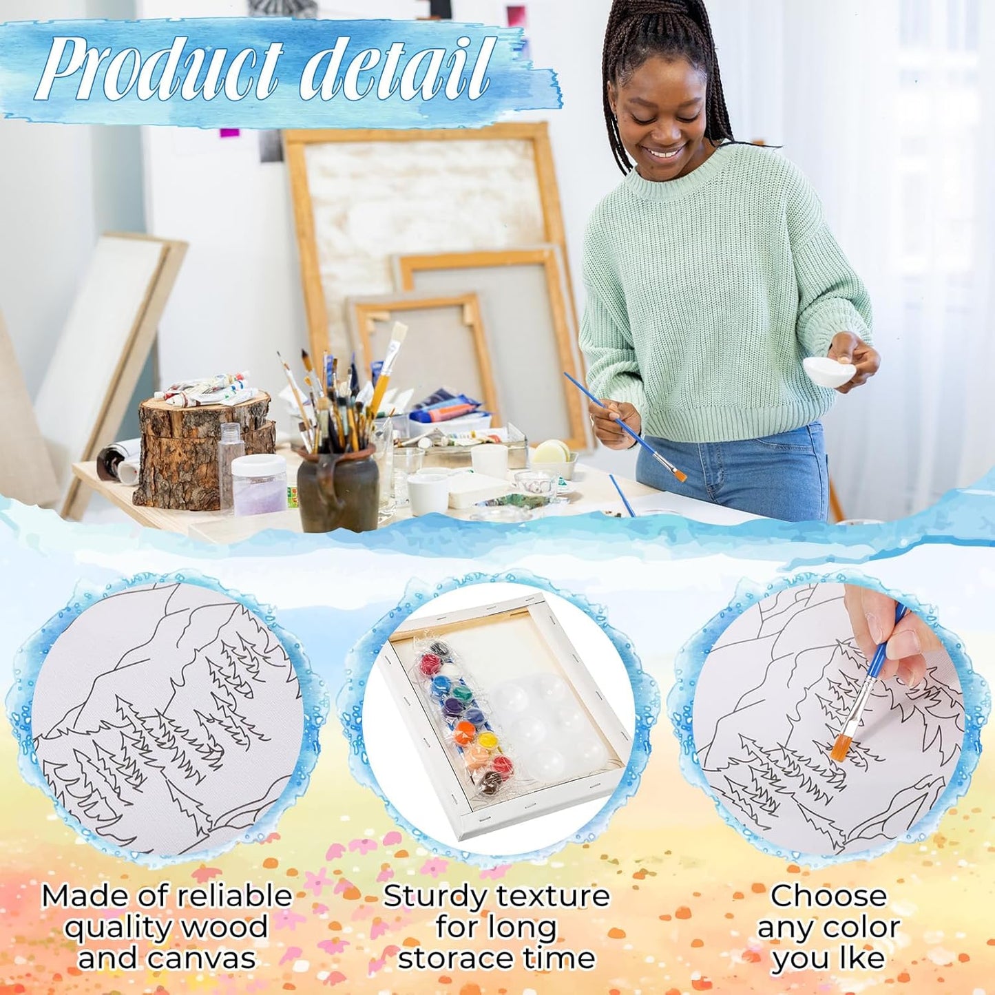 Zhanmai 12 Pack Pre Drawn Canvas for Painting Sip and Paint Kit 8" x 10" Paint Party Set Canvas Painting Pre Printed Canvases for Party Favor DIY Virtual Adult's Date Night(Astronomical Landscape)