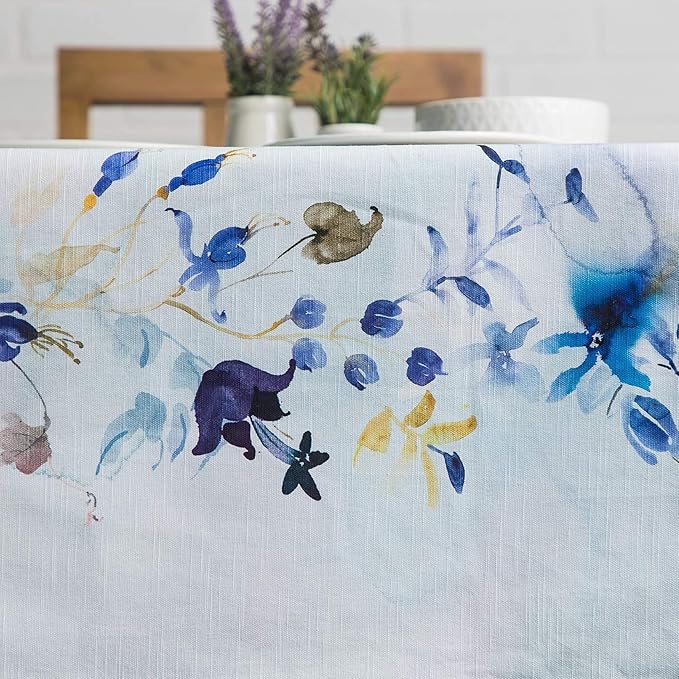 Maison d' Hermine Table Cloth Square Table 100% Cotton 54 x 54 Inches Tablecloth Reusable Decorative for Dining Room, Farmhouse, Home, Party, Festive & Wedding Spring Summer - Lazy Summer Days