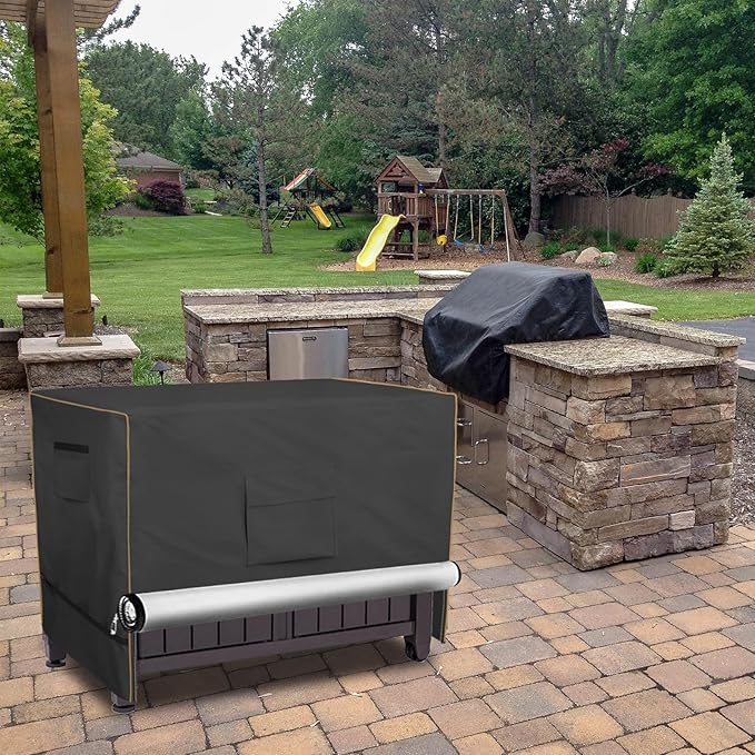 Bitubi Prep Table Cover with Split Zipper for 52 Inch Keter Unity XL Portable Outdoor Table, Heavy Duty Waterproof Fabric, Compatible with 52 Inch Kitchen Island Table, Black