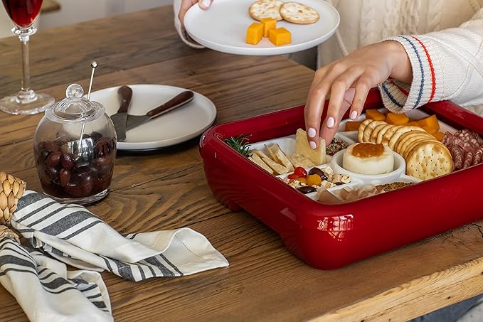 Fancy Panz Charcuterie Veggie Trayz - 9 Raised Compartments - Fits Classic/Premium Fancy Panz Elevated Food Serving Tray - Portable Charcuterie Board with Lid - Made in The USA Hosting Essentials