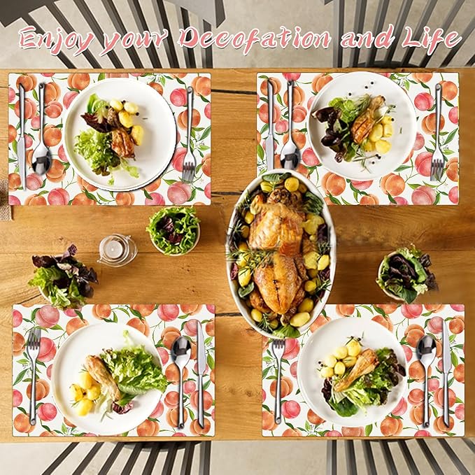 Placemats Set of 4 - Faux Leather Heat Resistant Placemats for Dinner Table, Non-Slip Waterproof Oil-Proof Washable Reusable Placemat for Indoor Outdoor Kitchen Decor, 15.75In*11.81In