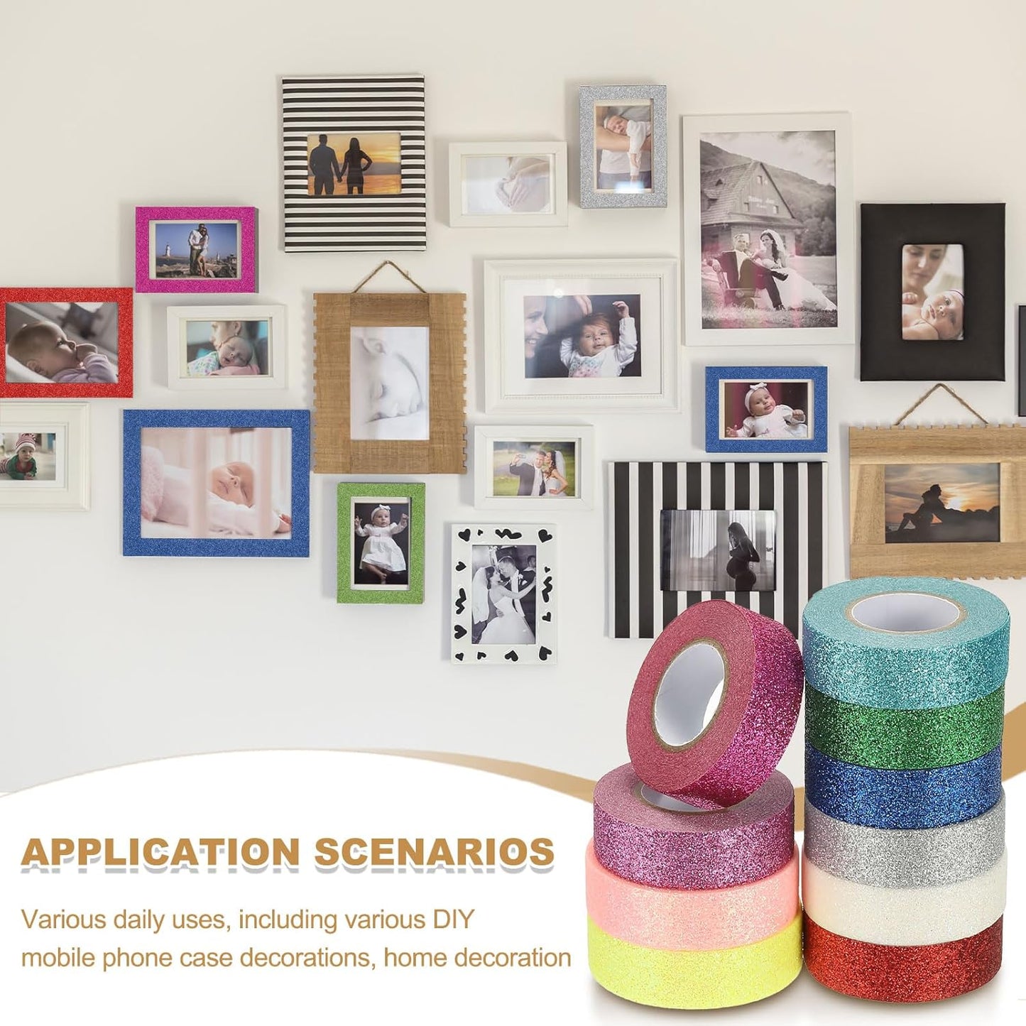 PATIKIL 1 Roll Glitter Paper Washi Tape, Washi Decorative Tape for Crafts, Green