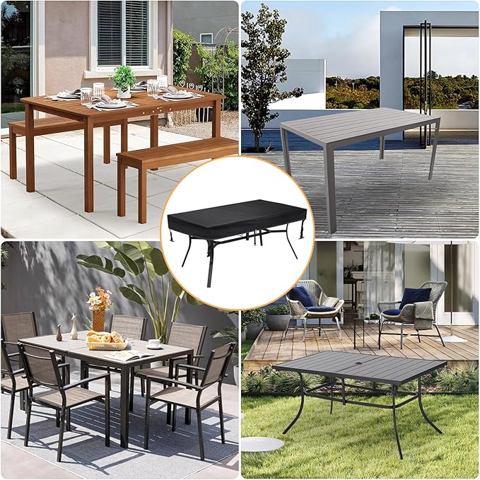 TOHONFOO Outdoor Dining Table Cover - Waterproof Anti-UV Patio Table Cover - Outdoor Table Cover 60" L x 35" W x 6" H