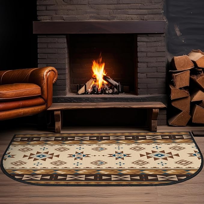 Demissle Cabin Fireplace Hearth Rug Fireplace Mats Cabin Southwestern Fireproof Rug Fire Resistant Mat for Wood Stove Floor for Kitchen Indoor Outdoor(24 x 36 Inch,Cute)