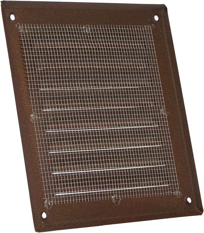 Vent Systems - 5 x 5 Inch (Inner) Pack of 2 Brown Metal Square Soffit Air Vent Grille Cover, Register Vent Deflector Louver Built-in Mesh HVAC for Bathroom Home Office Kitchen 6.5" x 6.5" (Outer)