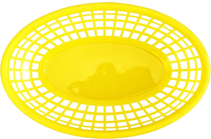 New Star Foodservice Fast Food Baskets, 9.25" x 6", Oval (Yellow, Three Dozen)