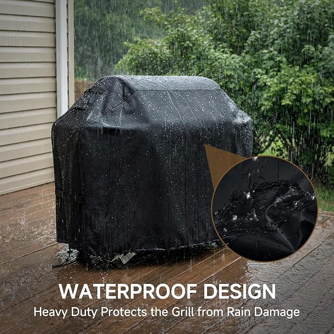 Grill Cover, Grill Covers for Outdoor Heavy Duty 52 inch, Waterproof Protection, BBQ Grill Cover with Adjustable Straps, Oxford Fabric for Weber Spirit 200 and 300 Series