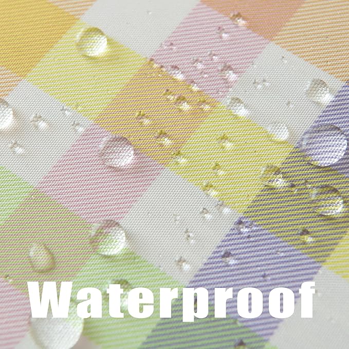 Waterproof Checkered Tablecloth Fabric - Colorful Rectangle 58x84 Inch Easter Table Cloth for Indoor/Outdoor Use - Table Cover for Kitchen, BBQs, and Parties
