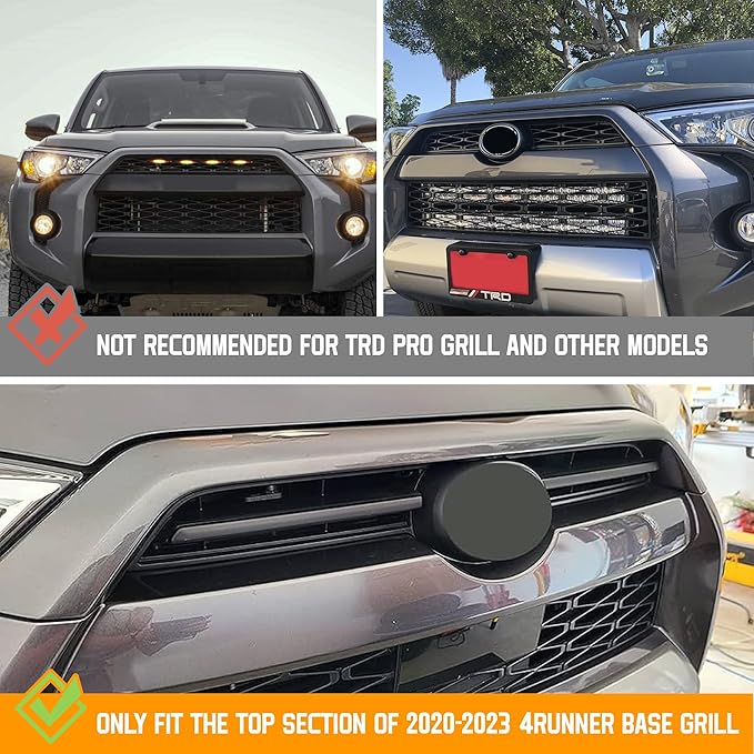SEVEN SPARTA 4 PCS Grill Led Lights Compatible with Toyota 4Runner 2020-2024, Including SR5, TRD Sport, Off-Road, Premium and Limited Grille, Fuse and Instruction Included (Amber)