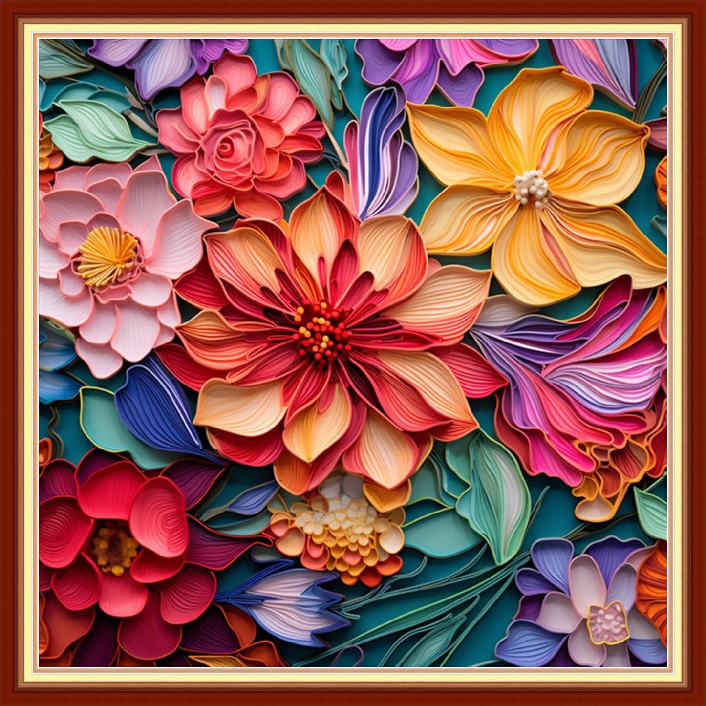 Disxvivy Cross Stitch Stamped Full Embroidery Kits DIY 11CT Cotton Thread Printed DIY Needlepoint Kits Craft Needlework Set Cross-Stitch Stamped Sets-Colorful Flowers 18x18 inch