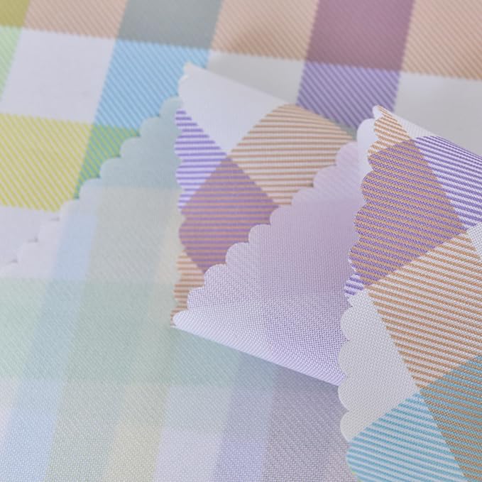 Waterproof Plaid Tablecloth Fabric - Round 58 Inch Classic Gingham Checker Table Cloth for Indoor/Outdoor Use - Buffalo Table Cover for Picnics, BBQs, and Parties
