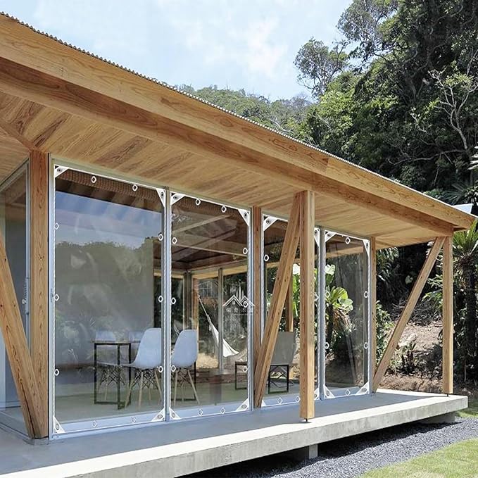 Clear Tarps Heavy Duty PVC, Transparent Tarp Durable Waterproof Dustproof Windproof, Tarpaulin with Grommets & Ropes for Greenhouse, Patio, Garden, Pavilion, Chicken, Porch, Outdoor（8' x 10'）