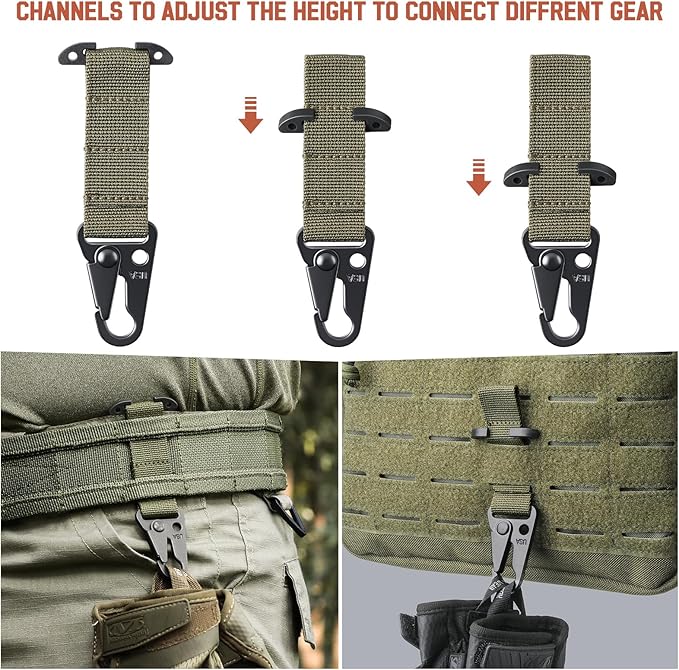 LIVANS Molle Belt Clip Key Holder Tactical Battle Belt Plate Carrier Vest Attachment Clip for Hanging Keys or Gloves, Universal Fit Molle Accessories Clip |T-Mount Clash Hook, Include Z-Buckle