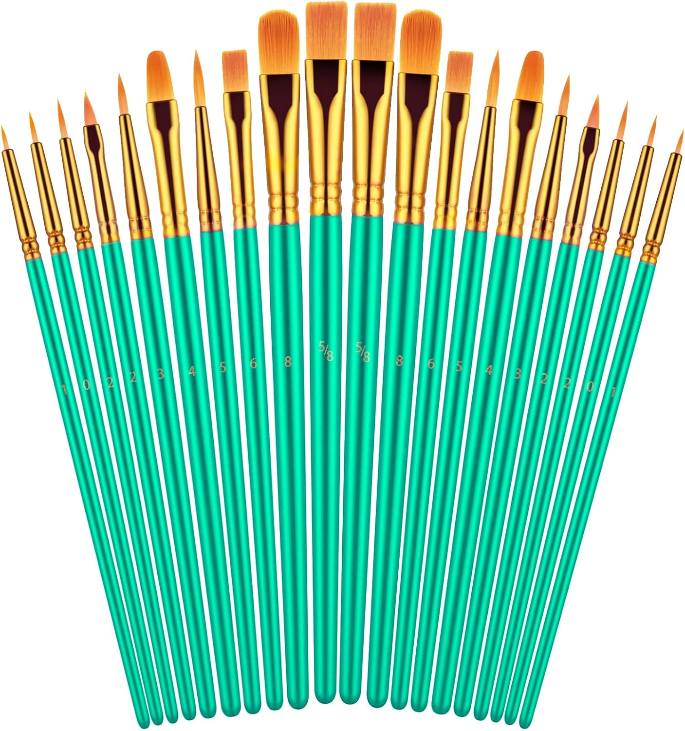 Paint Brushes Set, 20 Pcs Paint Brushes for Acrylic Painting, Oil Watercolor Acrylic Paint Brush, Artist Paintbrushes for Body Face Rock Canvas, Kids Adult Drawing Arts Crafts Supplies, Green
