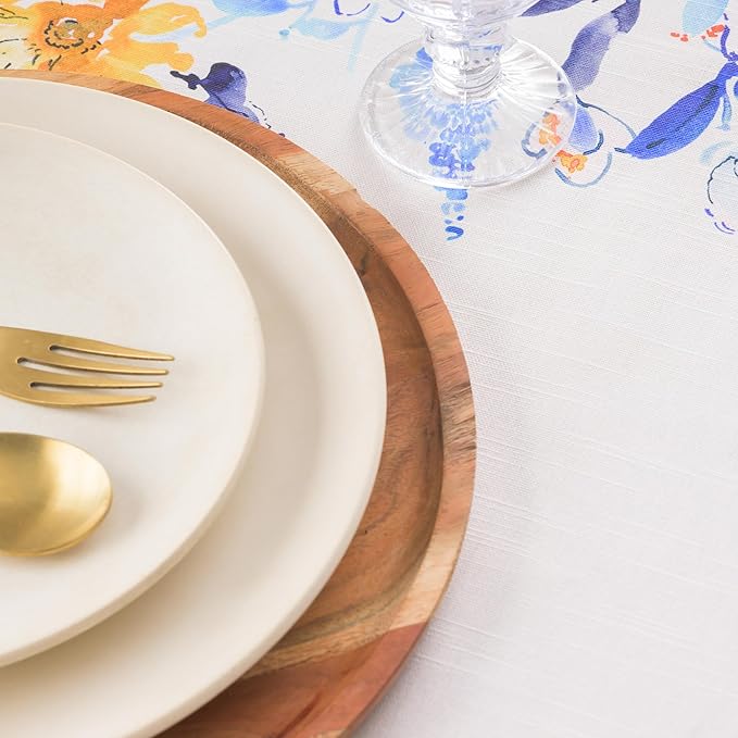 Maison d'Hermine Table Cloth Round Table 100% Cotton Tablecloth for Dining Room, Farmhouse, Home, Hotel, Parties & Wedding - Ideal for Easter Decorations Spring & Summer (Girassol, 69" Round)