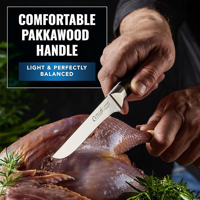 Cutluxe Butcher Carving Set – Cimeter Breaking & Boning Knives for Meat Cutting – Professional Knife, Razor Sharp German Steel, Full Tang, Ergonomic, Butcher Knives for BBQ – Artisan Series