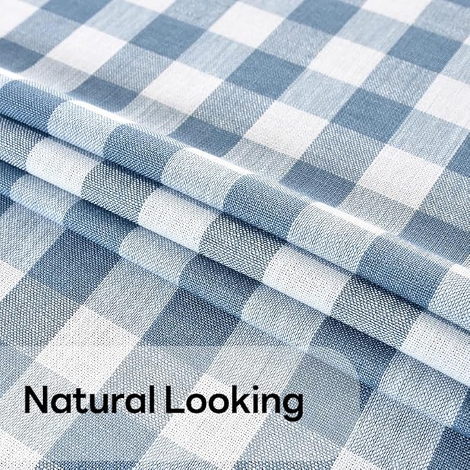Gingham Tablecloth Rectangle Table Cloth Heavy Duty Cotton Checkered Table Cover for Spring Picnic Kitchen Dining(C-Sky Blue, 52x86 inch)