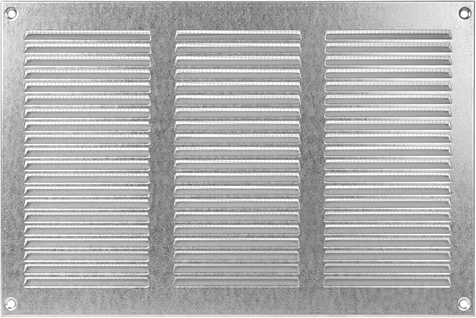 Repa Market 12x8 Inch Air Vent Cover/Galvanized Steel Louvered Grill Cover with Mesh Screen/Wall or Ceiling Vent/Durable Flush Mount HVAC Register for Indoor and Outdoor Ventilation