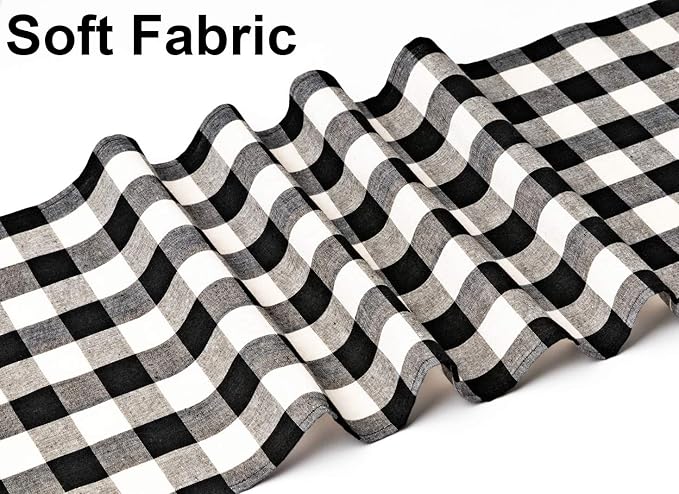 4 Pack Buffalo Check Table Runners White and Black Plaid Table Runner for Christmas Dinner, Lumberjack Party, Outdoor or Indoor Gatherings Table Home Decorations 11"x72"