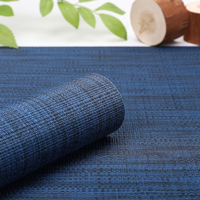 Myir JUN Table Runner, Vinyl Table Runner Indoor 72 Inch Long Arbitrarily Cropped Runner for Table Heatproof for Home Party (Dark Blue, 12 x 72 inch)