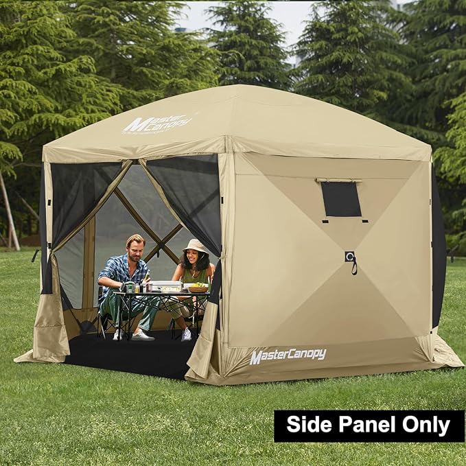 MASTERCANOPY Wind Screen Side Panel with Window for 10x10 Escape Screen Shelter Canopy Tent - Weatherproof, UV Resistant Sun Shade Attachment Accessory (Coffee Brown, 1 Pack)