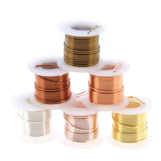 The Beadsmith Craft Wire Assortment - Tarnish-Resistant Copper Wire for Jewelry Making, 6-Pack, 0.75-Inch Mini Spools, 4 Yd Each, 22-Gauge, Assorted Colors, Medium Temper