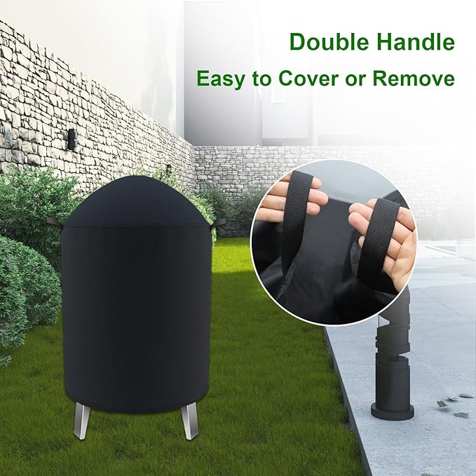 Outdoor Round Smoker Cover Fits Char-Broil 16" Bullet Smoker, Realcook 17" Smoker, OURCAMP 17" BBQ Smoker, Cuisinart COS-116 Vertical Charcoal Smoker,Joyagrill 17-1/2" Smoker Grill (22" D x 30" H)