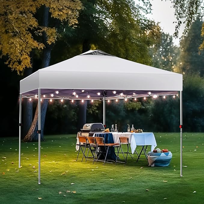PHI VILLA 10x10 Pop Up Canopy Tent Easy Outdoor Sun Shade for Events Party Tent, 100 Sq. Ft of Shade, White