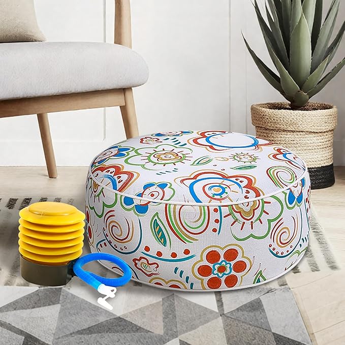 UPWELL Waterproof Inflatable Outdoor Ottoman Pouf,Portable Patio Footrest, Durable & Stylish, Perfect for Garden, Pool, Camping & Home Use - D20 xH9（FloatRelax）
