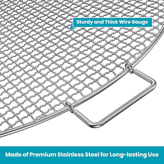 Stanbroil Fire Pit Cooking Grill Grate - Outdoor Round BBQ Campfire Grill Grid - Camping Cookware - Stainless Steel, 24 Inch