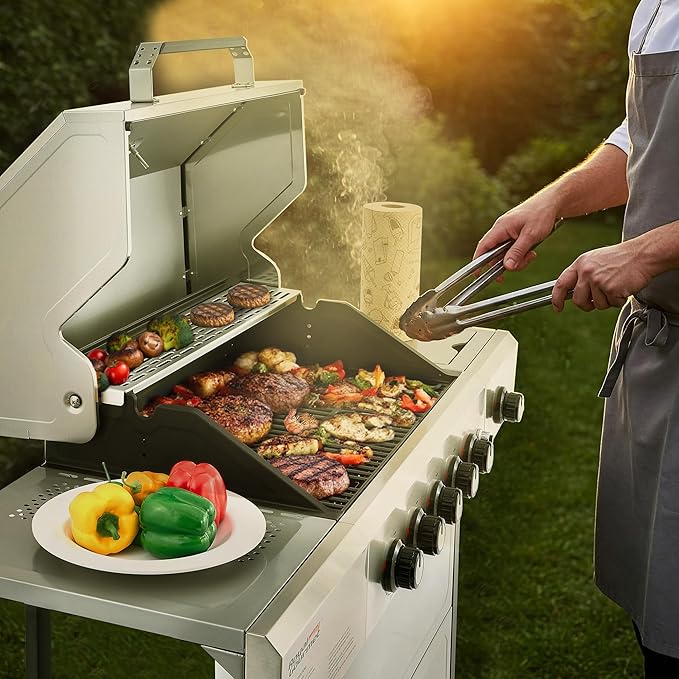 Royal Gourmet GA5401T 5-Burner BBQ Liquid Propane Gas Grill with Side Burner, Stainless Steel 61,000 BTU Output for Patio Garden Picnic Backyard Cooking, Silver